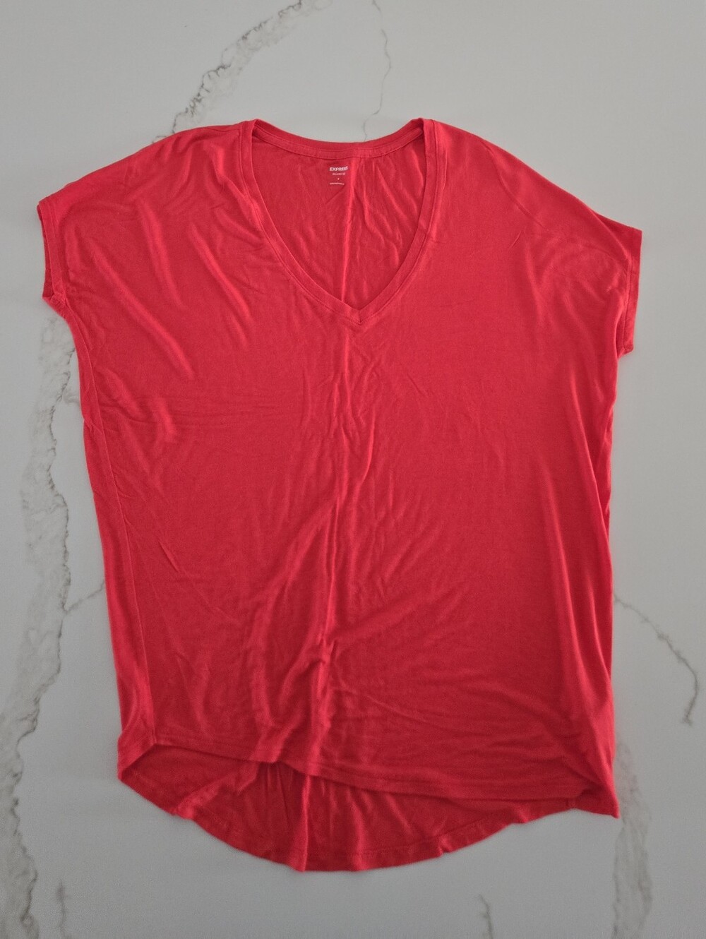 Express Bright Pink V-Neck Short Sleeve Tee